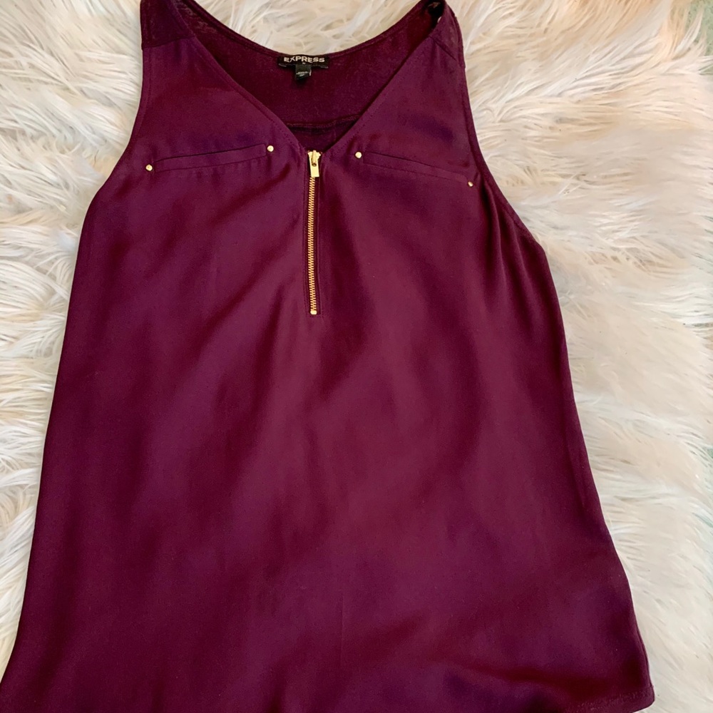 Purple zip-up blouse